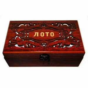 Настольная игра "Русское лото" в подарочной коробке. Лото в деревянной шкатулке - Настольная игра для семьи, для компании. Деревянное лото в наборе.