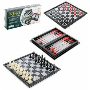 Настольная игра Шахматы, шашки и нарды магнитные 3 в 1, 25х12,5х4,2 VELD CO 107721