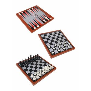 Настольная игра шахматы, шашки, нарды 3 в 1 магнитное поле 39,5х39,5 см