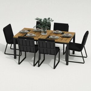 Обеденная группа Ideal Patio TELLA GIRA - стол тик 180/каркас карбон Каркас карбон / стол тик 180 / ткань черная