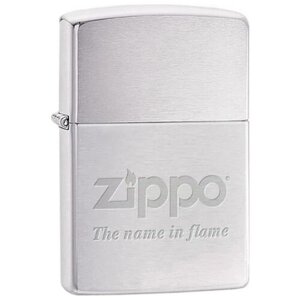 Оригинальная бензиновая зажигалка ZIPPO 200 Name in flame с покрытием Brushed Chrome