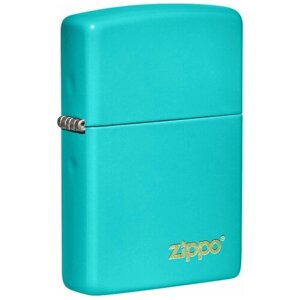 Оригинальная бензиновая зажигалка ZIPPO Classic 49454ZL ZIPPO Logo с покрытием Flat Turquoise