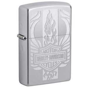 Оригинальная бензиновая зажигалка ZIPPO Classic 49660 Harley-Davidson c покрытием Satin Chrome - Harley-Davidson