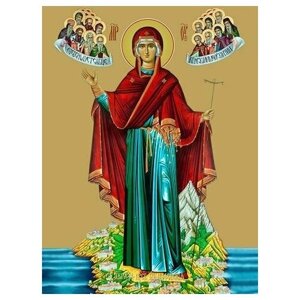 Освященная икона на дереве ручной работы - Афонская икона божьей матери, 9x12x3 см, арт Ид3384