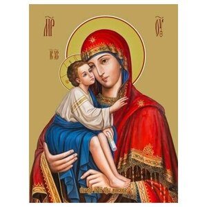 Освященная икона на дереве ручной работы - Донская икона божьей матери, 12х16х3 см, арт Ид3443