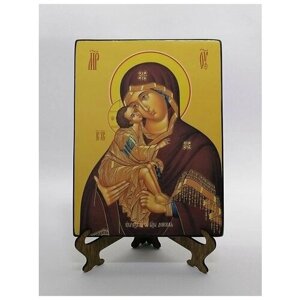 Освященная икона на дереве ручной работы - Донская икона божьей матери, 9х12х1,8 см, арт Ид3360