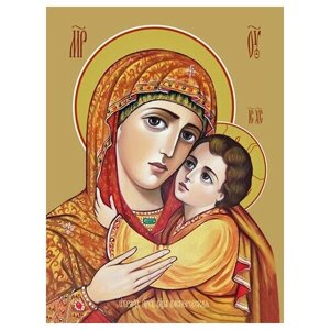 Освященная икона на дереве ручной работы - Касперовская икона божьей матери, 15x20x3,0 см, арт Ид3514