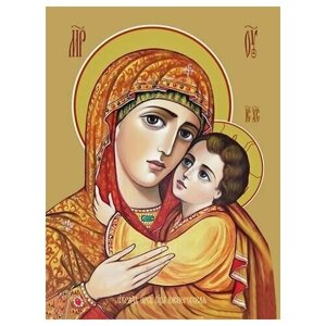 Освященная икона на дереве ручной работы - Касперовская икона божьей матери, 21x28x3 см, арт Ид3514