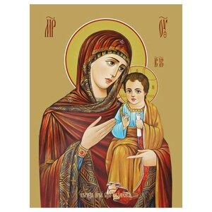 Освященная икона на дереве ручной работы - Казанская икона божьей матери, 15x20x3,0 см, арт Ид3502