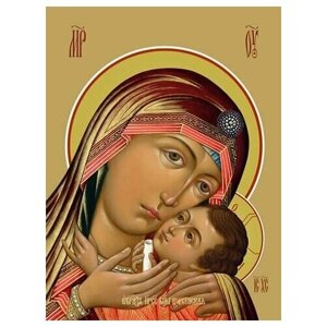 Освященная икона на дереве ручной работы - Корсунская икона божьей матери, 9х12х1,8 см, арт Ид3526