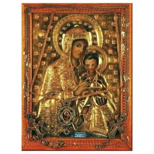 Освященная икона на дереве ручной работы - Красноильская икона божьей матери, 12х16х1,8 см, арт Ид3528