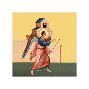 Освященная икона на дереве ручной работы - Мерная икона, Благовещение (Гавриил), 15x20x3,0 см, арт Ид5245