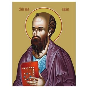 Освященная икона на дереве ручной работы - Павел, апостол, 15x20x3,0 см, арт Ид3017