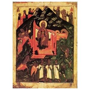 Освященная икона на дереве ручной работы - Собор Богородицы, 15х20х1,8 см, арт А641