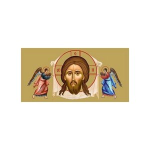 Освященная икона на дереве ручной работы - Спас Нерукотворный, 15х20х1,8 см, арт Ид5191