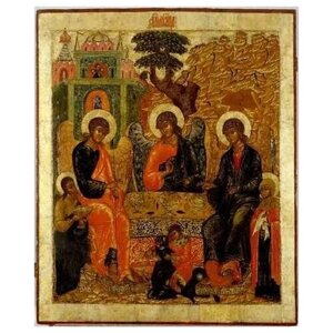 Освященная икона на дереве ручной работы - Святая Троица, ок. 1600, 15х20х1,8 см, арт А507