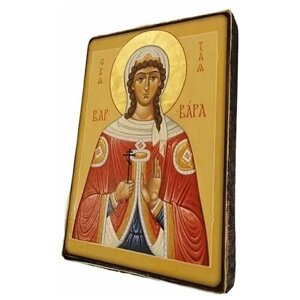 Освященная икона на дереве ручной работы - Святая Великомученица Варвара, арт И117, 15х20х1,8 см