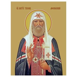 Освященная икона на дереве ручной работы - Тихон, Патриарх Московский , 15x20x3,0 см, арт Ид4249