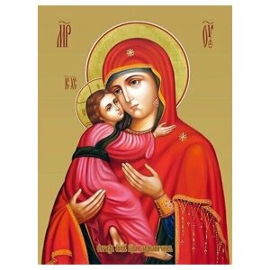 Освященная икона на дереве ручной работы - Владимирская икона божьей матери, 15х20х1,8 см, арт И7669