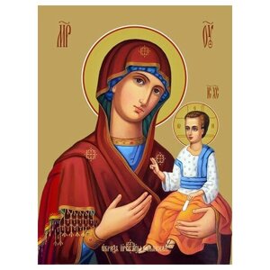 Освященная икона на дереве ручной работы - Волынская икона божьей матери, 15х20х1,8 см, арт Ид3421