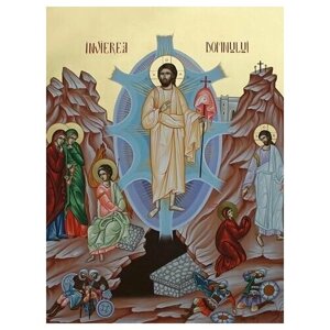 Освященная икона на дереве ручной работы - Воскресение Христа, 15х20х3,0 см, арт И8803