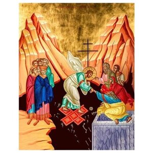 Освященная икона на дереве ручной работы - Воскресение Христово, 15x20х1,8 см, арт Ик19015