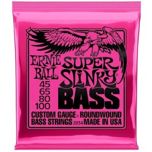 P02834 Super Slinky Bass Комплект струн для бас-гитары, 45-100, никель, Ernie Ball