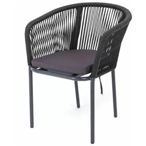 Плетеный стул "Марсель" из роупа (веревки), 4SiS, каркас темно-серый, цвет темно-серый