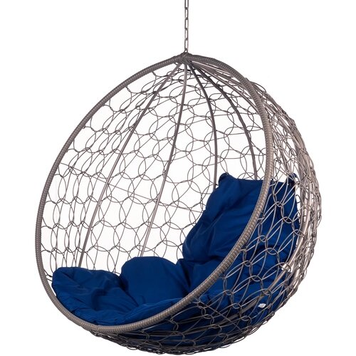 Подвесное кресло "Kokos Gray BS" Синяя подушка