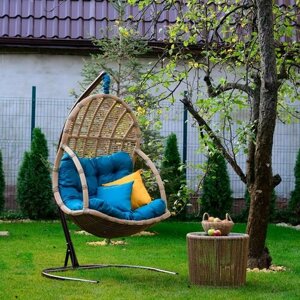 Подвесное кресло Лучиано, Кресло-кокон, Мебель для сада и дачи MALACCA индийское дерево+подушка