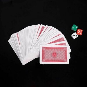 Покер, набор для игры: 3 кубика, 1.5 x 1.5 см, карты 54 шт, 5.5 x 10.5 см