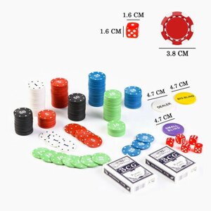 Покер "Время игры", набор для игры (200 фишек, 2 колоды карт, 5 кубиков)