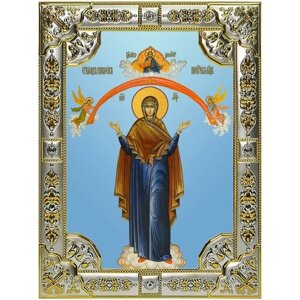 Покров икона Божией Матери, 18х24 см, в окладе