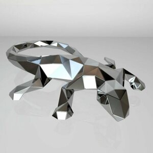 Полигональная фигура Игуана, ящерица, геометрический полигональный металлический декор интерьера