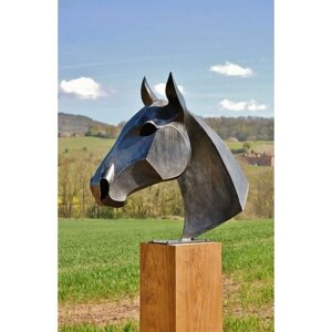 Полигональная фигура, скульптура Голова лошади, геометрический полигональный металлический декор интерьера