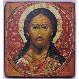 Православная Икона Господь Вседержитель, деревянная иконная доска, левкас, ручная работа (Art. 1122М)