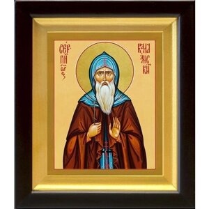 Преподобный Сергий Валаамский, икона в деревянном киоте 14,5*16,5 см