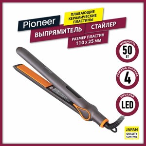 Профессиональный стайлер для выпрямления для волос Pioneer HS-10142 с плавающими керамическими пластинами 11x2,5 см, 4 режима нагрева, 50 Вт
