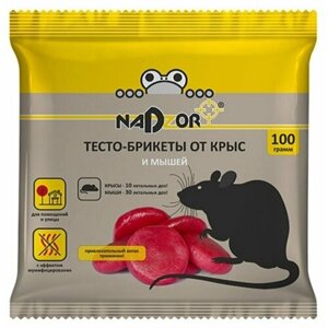 Родентицид Nadzor, от крыс и мышей, тесто-брикет, 100 г