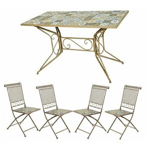 Садовая мебель с мозаикой "Тулуза"стол и 4 стула), металл, керамика, Kaemingk