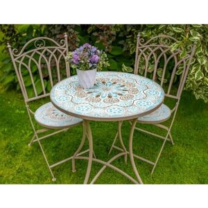 Садовая мебель с мозаикой TURKISH ROMANCE (стол и 2 стула), металл, керамика, Kaemingk 806218/806220-набор
