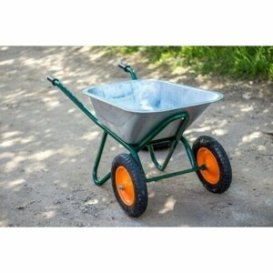 Садовая тачка для мусора VICART 200 кг, объем корыта 110 л, металлические колеса 38 см
