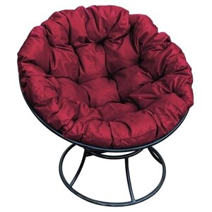 Садовое кресло Папасан без ротанга черн, бордовая подушка, M-Group