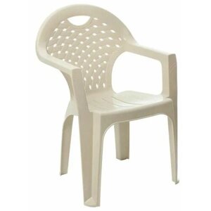 Садовое кресло с подлокотниками Садовый стул Пластик бежевый ривьера 56х56 h83,5см