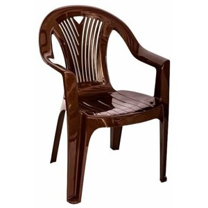 Садовое кресло с подлокотниками Садовый стул Пластик коричневое салют 66х60х84см