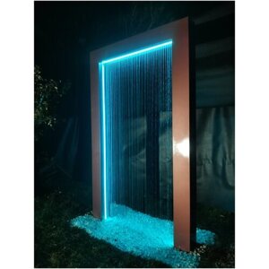 Садовый Водопад "Палаус 2.0"Элемент ландшафтного дизайна / Уличный фонтан с LED подсветкой на пульте управления / цвет "Черный трюфель"