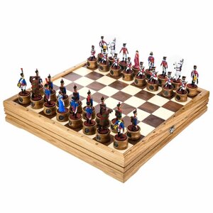 Шахматы деревянные с металлическими фигурами "Битва при Ватерлоо" 43х43 см