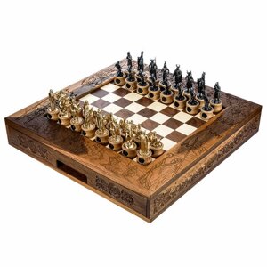 Шахматы деревянные с металлическими фигурами "Ледовое побоище" 47х47 см