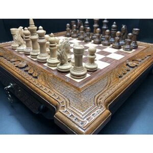 Шахматы деревянные в ларце авторские резные "Аристократ-3" большие