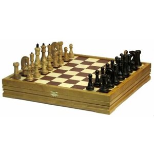 Шахматы классические стандартные деревянные утяжеленные (высота короля 4,00) 43х43 см 999-RTC-3856